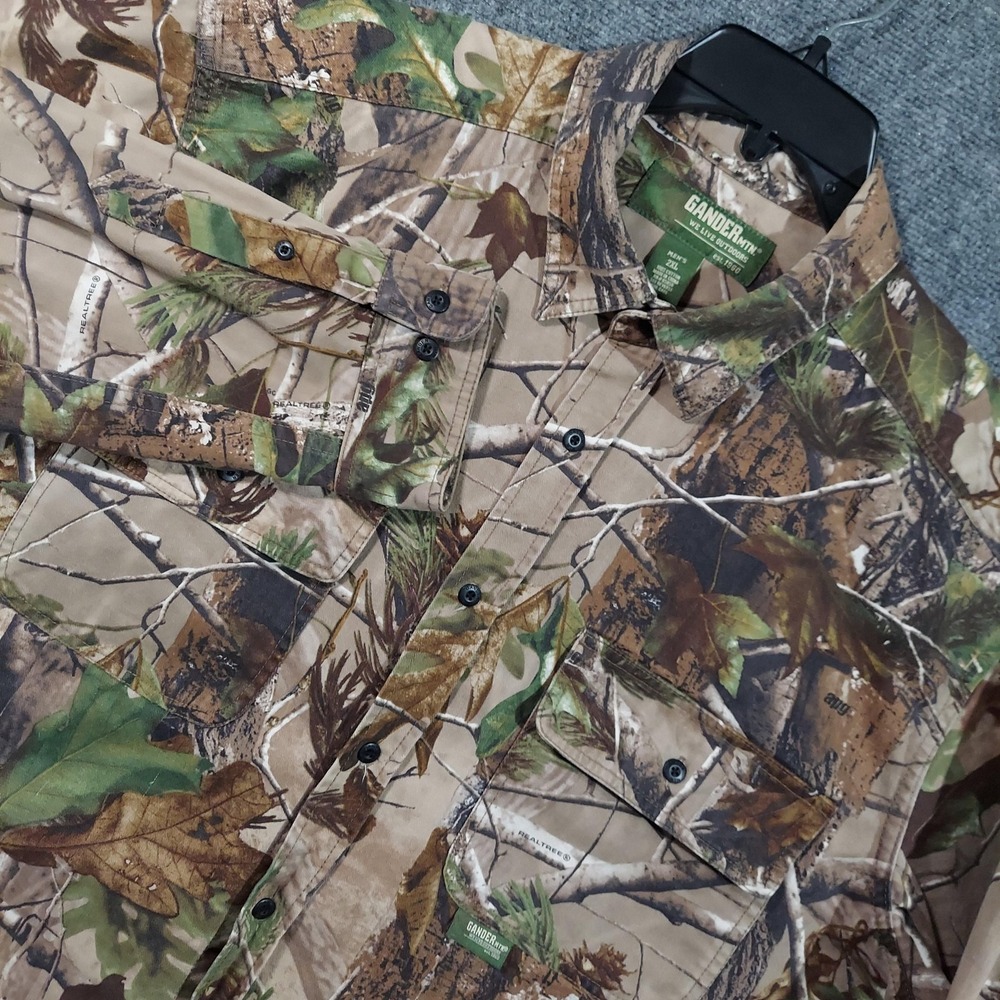 Gander Mountain Shirt Mens 2XL Brown Realtree Camo Long Sleeve Button Up Hunting